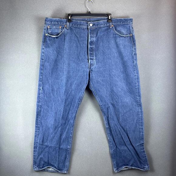 Levi's 501 Button Fly Jeans Men's 50 x 32 Medium Wash Classic Straight Fit - Picture 1 of 7